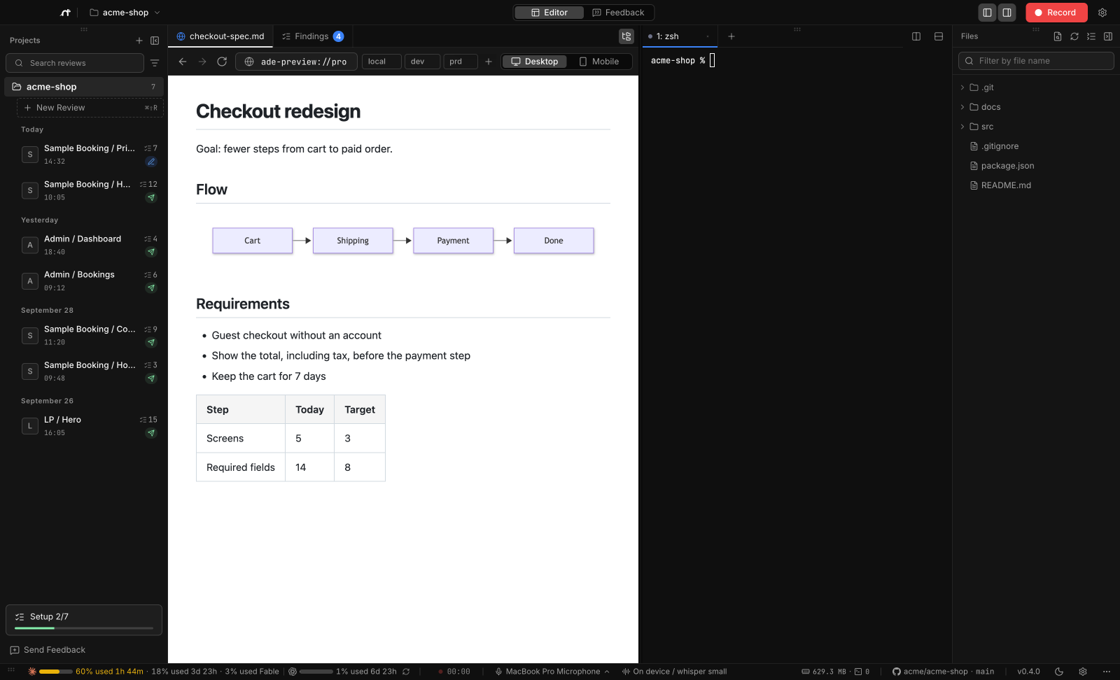 Vista previa de Markdown en el navegador integrado